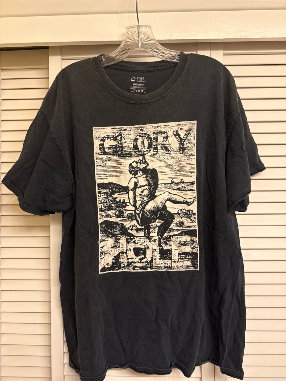 Glory Hole pop Black Graphic Tee with White Vintage Illustration Men’s Sz XL